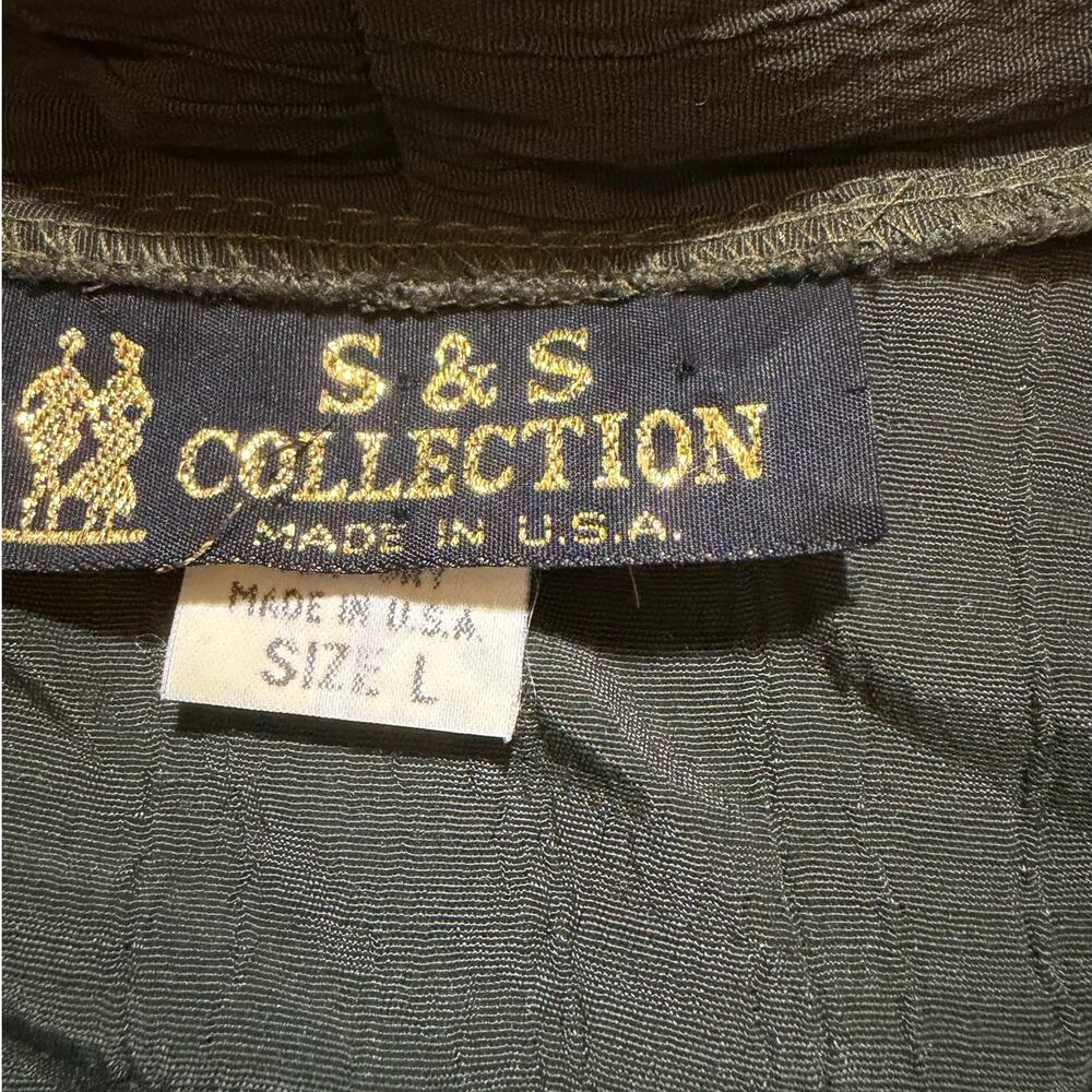 Vintage S&S Collection Olive Green/Gold, Shiny, Holiday, Open Top- L - Picture 3 of 8